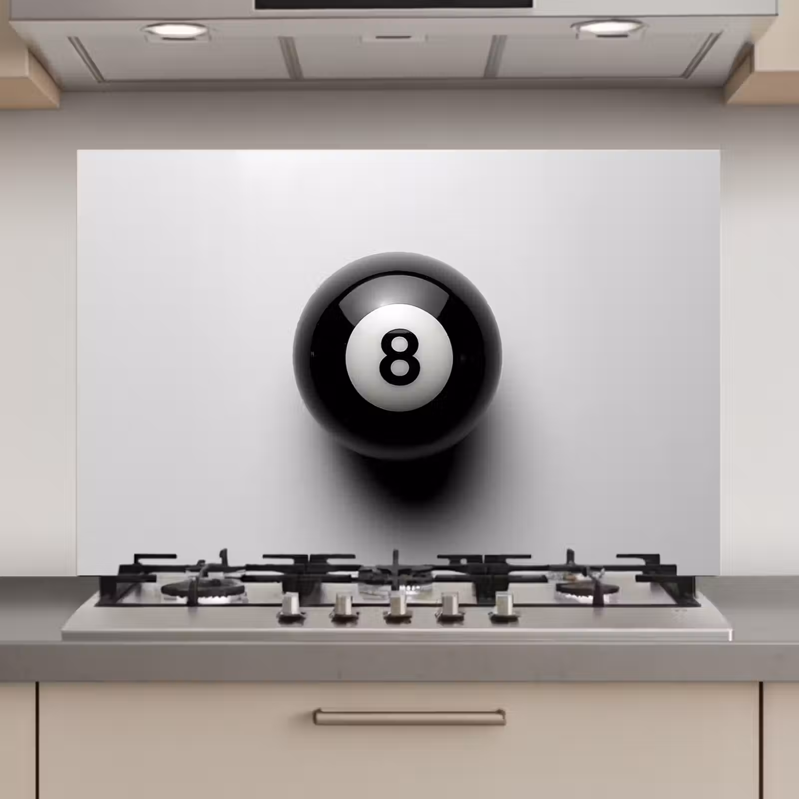 Spatscherm keuken - Biljartbal - Getal - Acht - Wit — 1