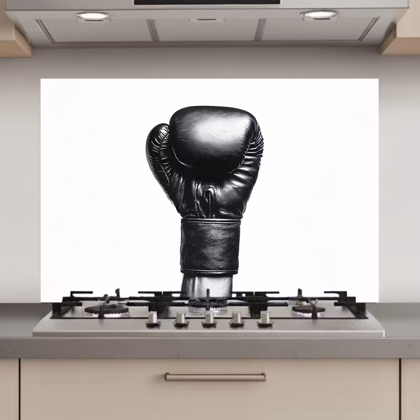Spatscherm keuken - Bokshandschoen - Zwart - Hand — 1