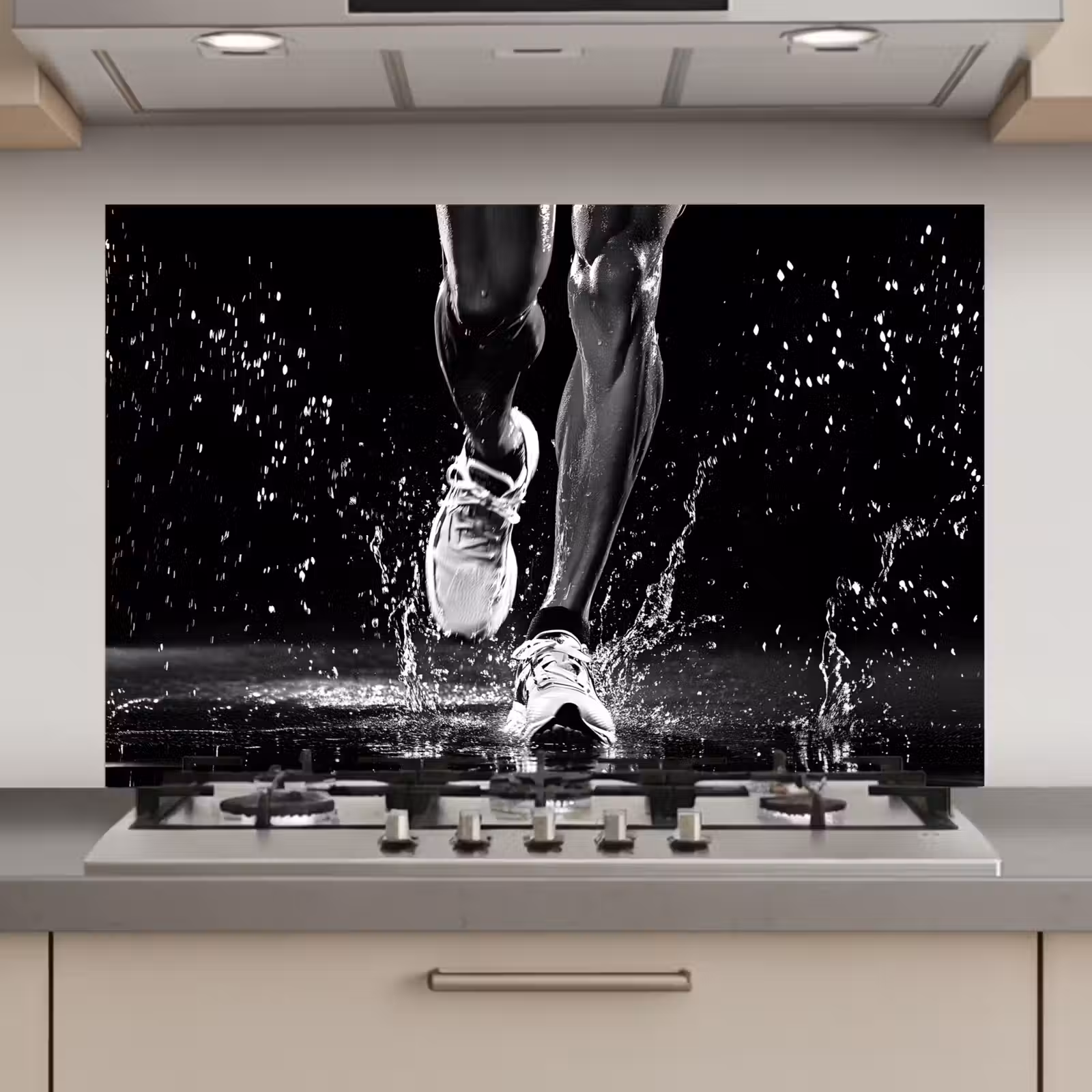 Spatscherm keuken - Hardloopschoenen - Rennen - Druppels - Zwart — 1