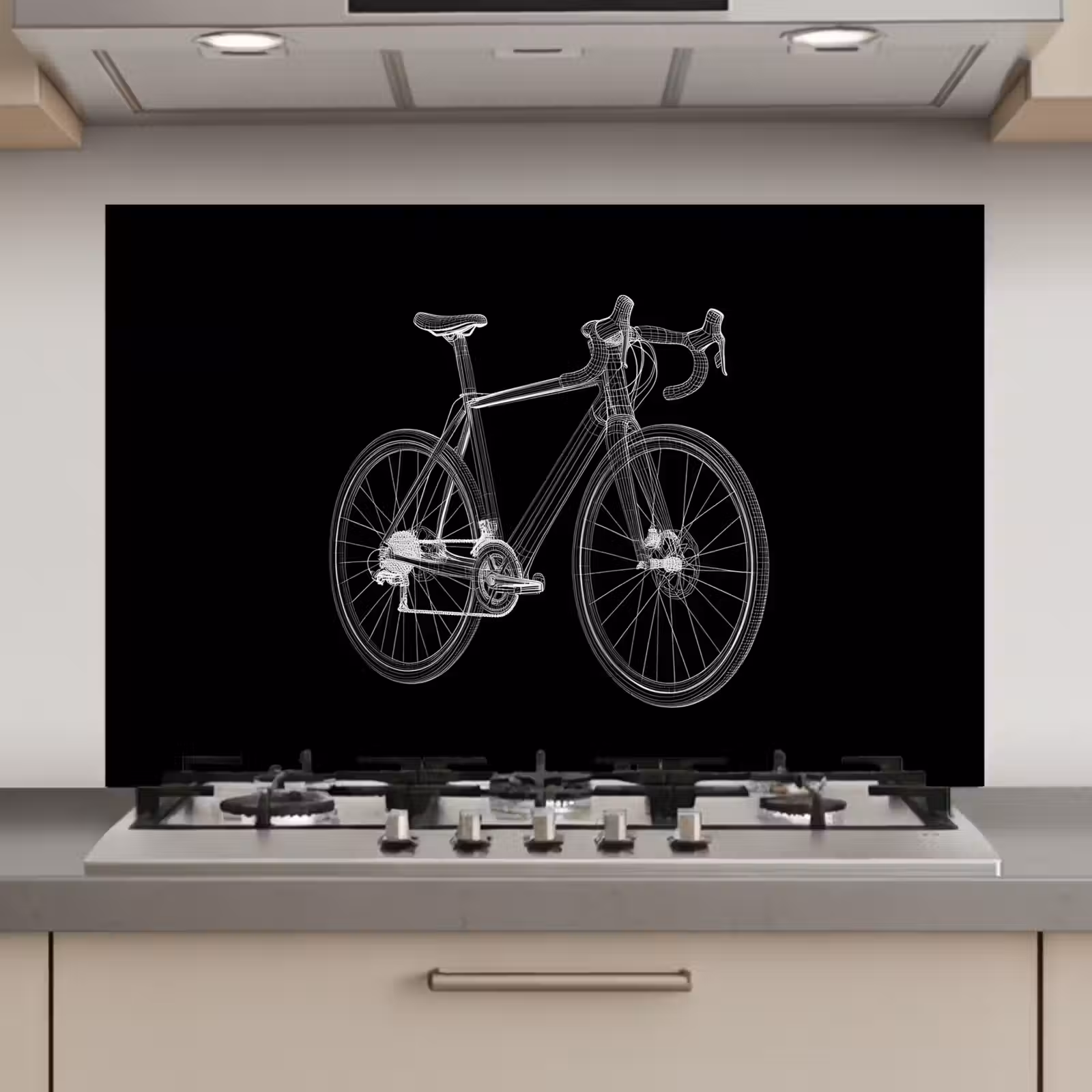Spatscherm keuken - Lijnen - Illustratie - Wit — 1