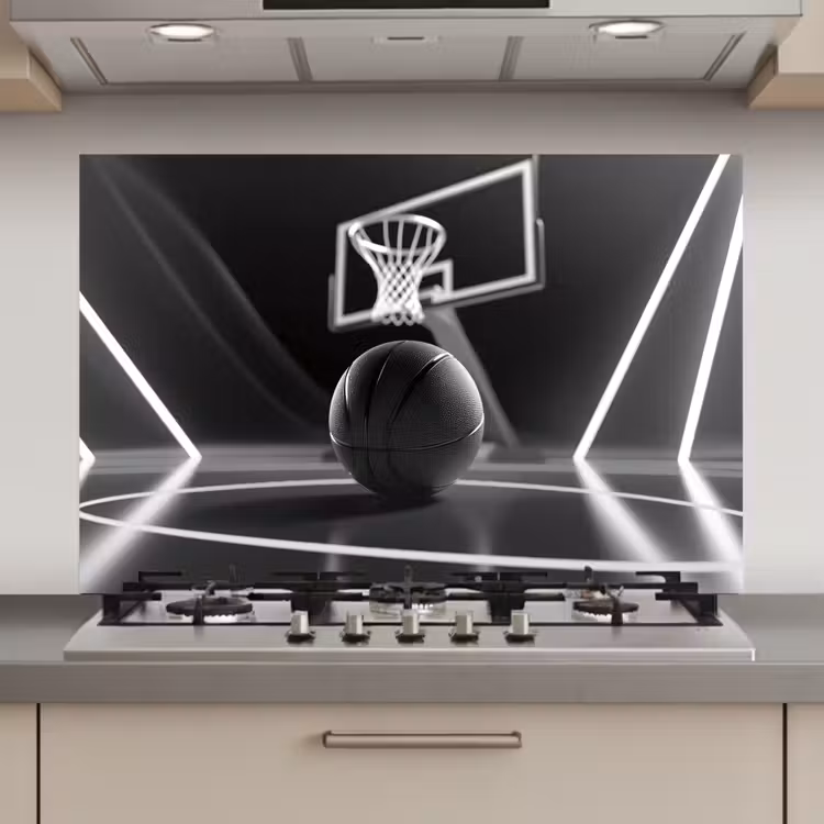 Spatscherm keuken - Basketbal - Basketbalveld - Lichtlijnen — 1