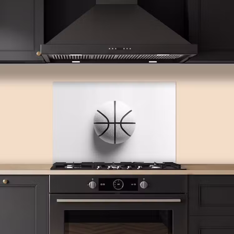 Spatscherm keuken - Basketbal - Wit - Schaduw - Lijnen — 2