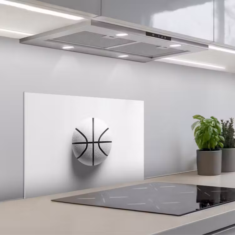 Spatscherm keuken - Basketbal - Wit - Schaduw - Lijnen — 5