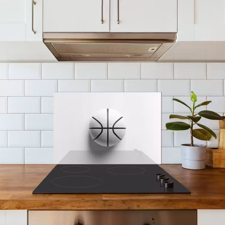 Spatscherm keuken - Basketbal - Wit - Schaduw - Lijnen — 6
