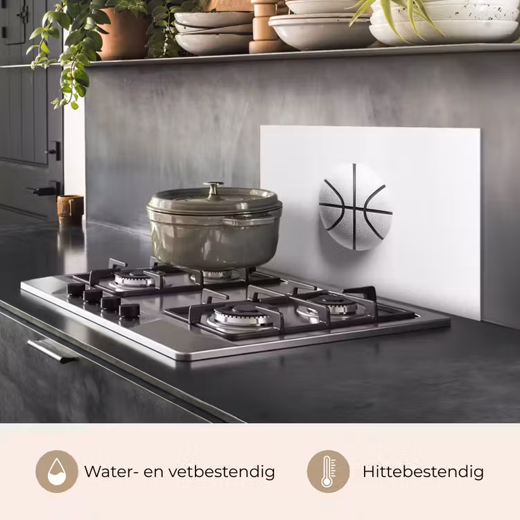 Spatscherm keuken - Basketbal - Wit - Schaduw - Lijnen — 7