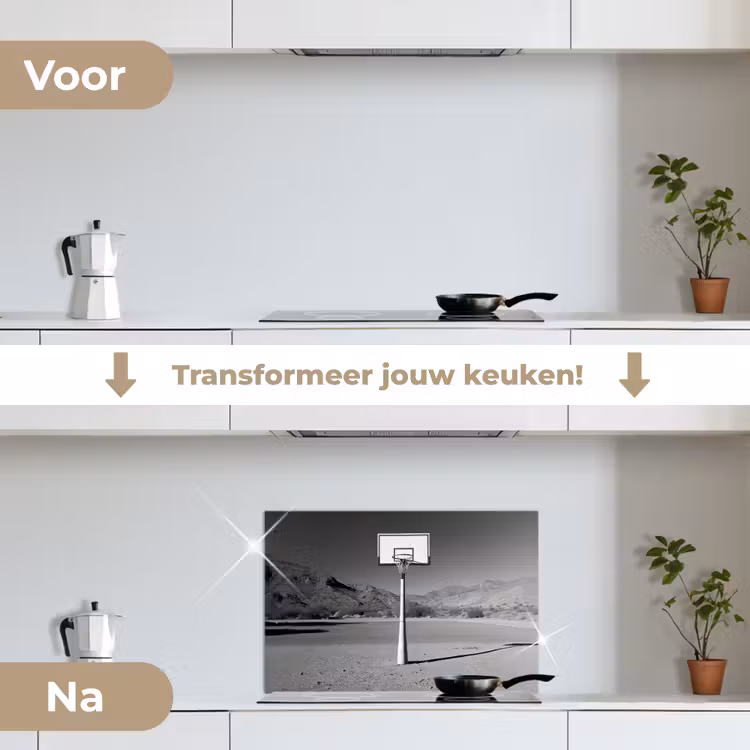 Spatscherm keuken - Basketbalpaal - Landschap - Zand - Wit — 3