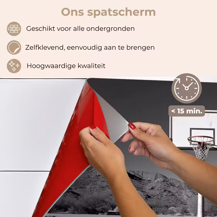 Spatscherm keuken - Basketbalpaal - Landschap - Zand - Wit — 4