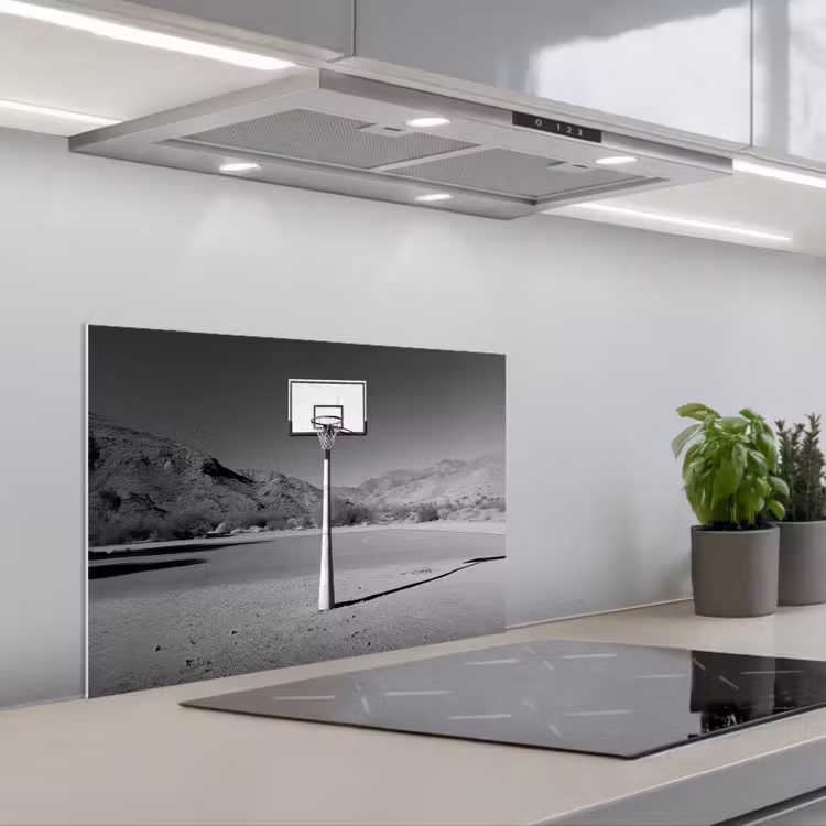 Spatscherm keuken - Basketbalpaal - Landschap - Zand - Wit — 5