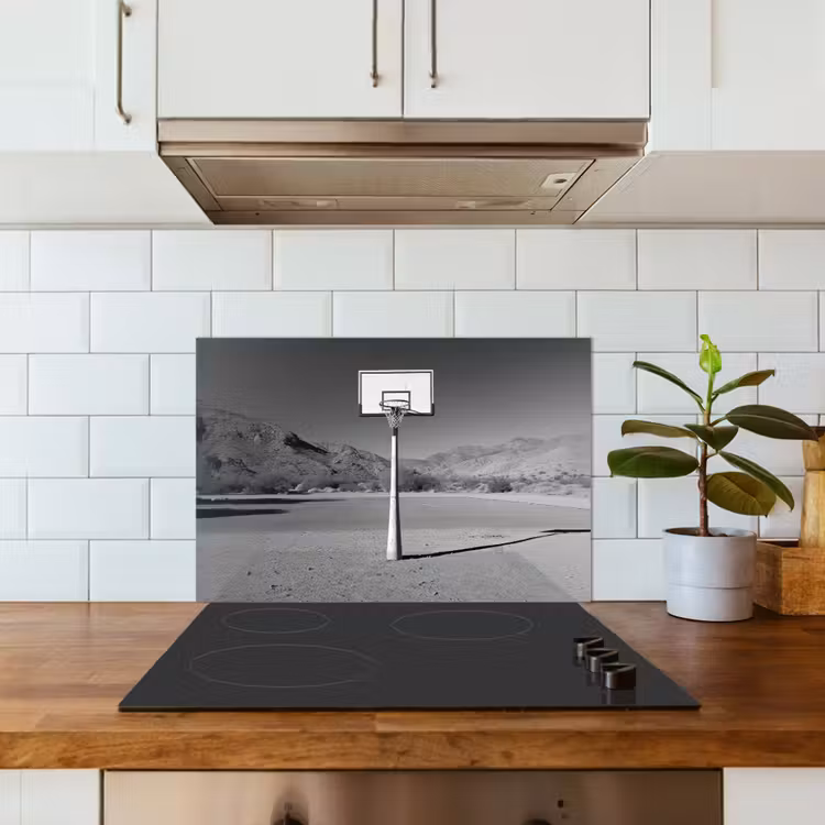 Spatscherm keuken - Basketbalpaal - Landschap - Zand - Wit — 6