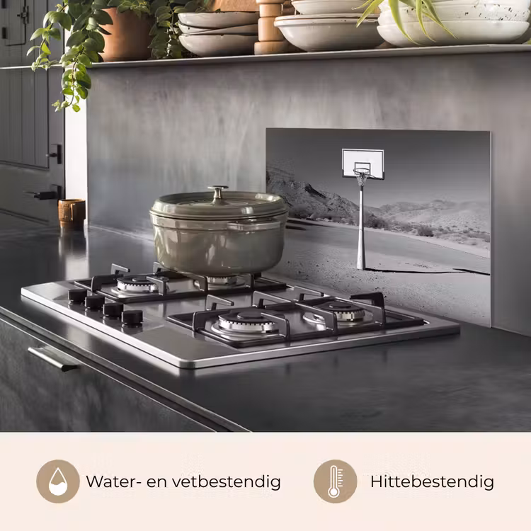 Spatscherm keuken - Basketbalpaal - Landschap - Zand - Wit — 7