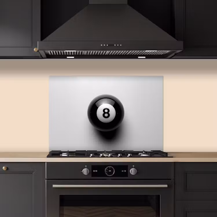 Spatscherm keuken - Biljartbal - Getal - Acht - Wit — 2