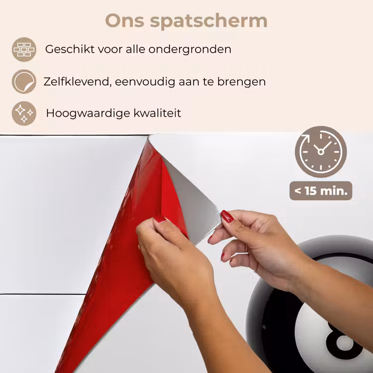 Spatscherm keuken - Biljartbal - Getal - Acht - Wit — 4