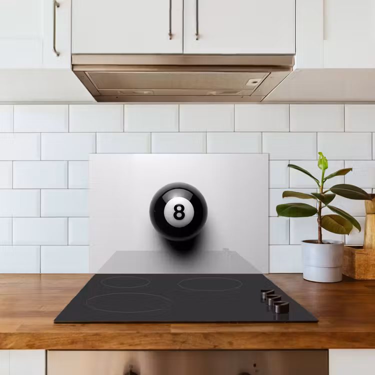 Spatscherm keuken - Biljartbal - Getal - Acht - Wit — 6