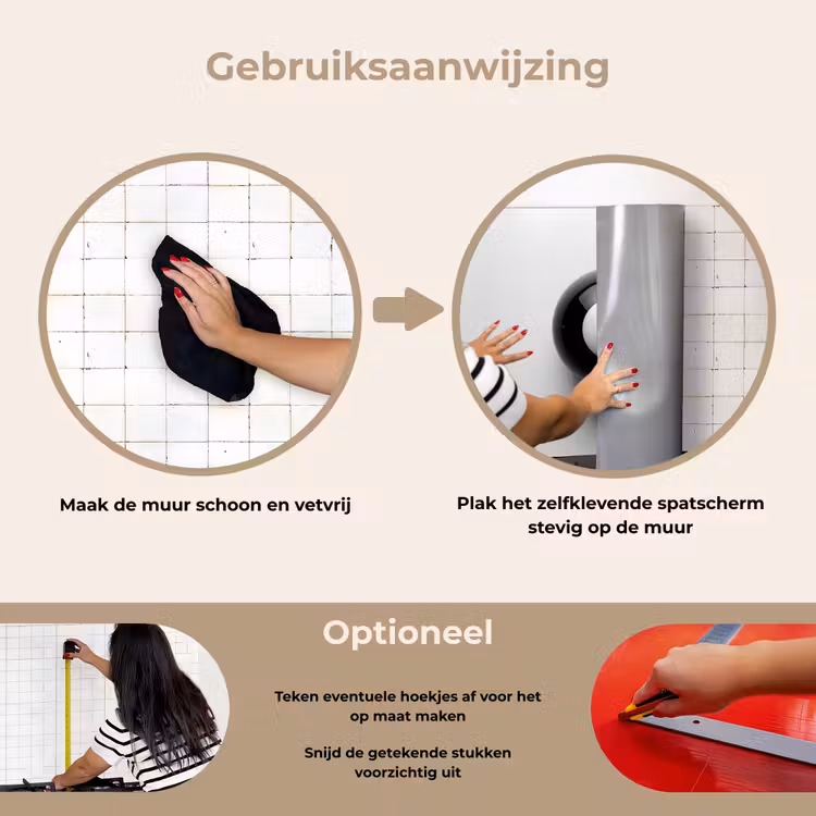 Spatscherm keuken - Biljartbal - Getal - Acht - Wit — 8