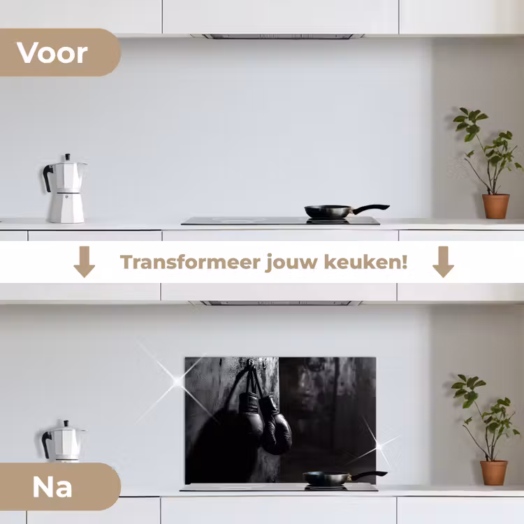Spatscherm keuken - Bokshandschoenen - Muur - Duister - Zwart — 3