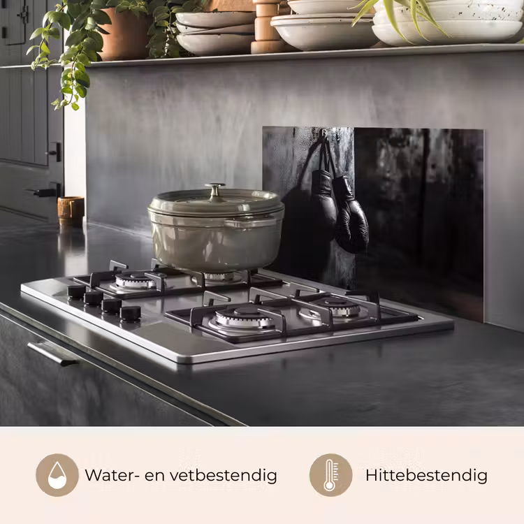 Spatscherm keuken - Bokshandschoenen - Muur - Duister - Zwart — 7