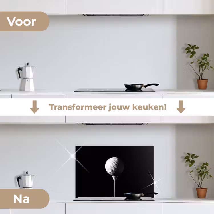 Spatscherm keuken - Golfbal - Minimalistisch - Wit — 3