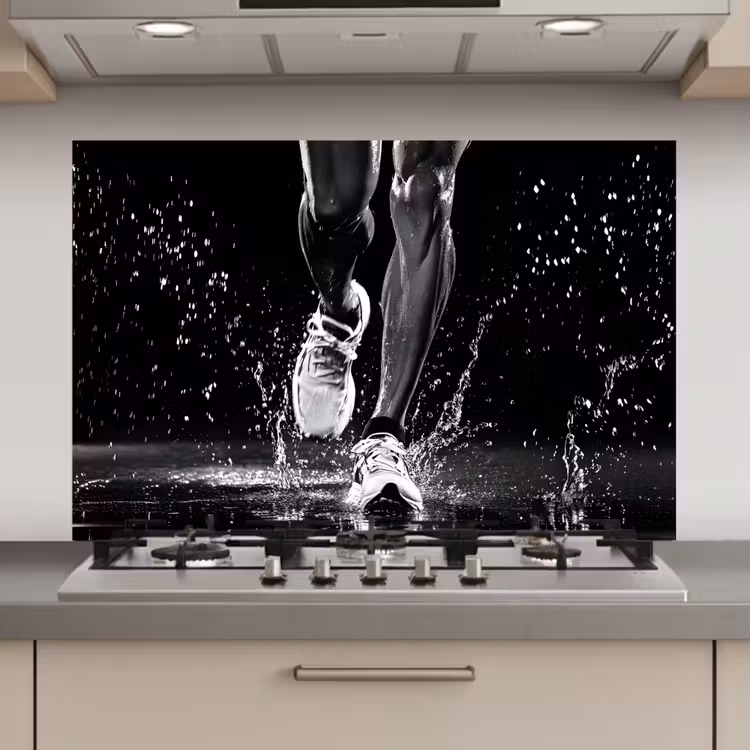 Spatscherm keuken - Hardloopschoenen - Rennen - Druppels - Zwart — 1