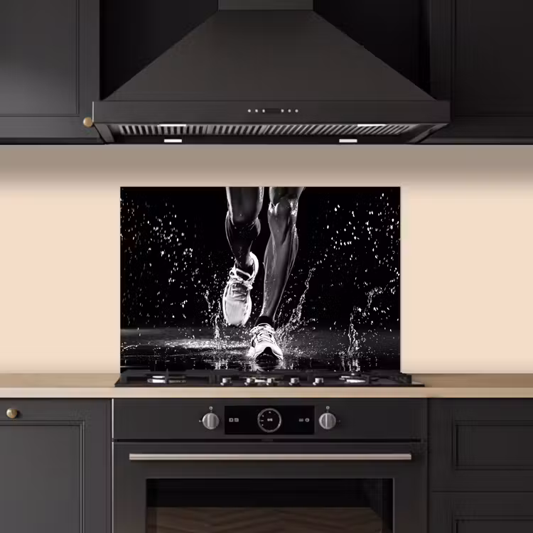 Spatscherm keuken - Hardloopschoenen - Rennen - Druppels - Zwart — 2