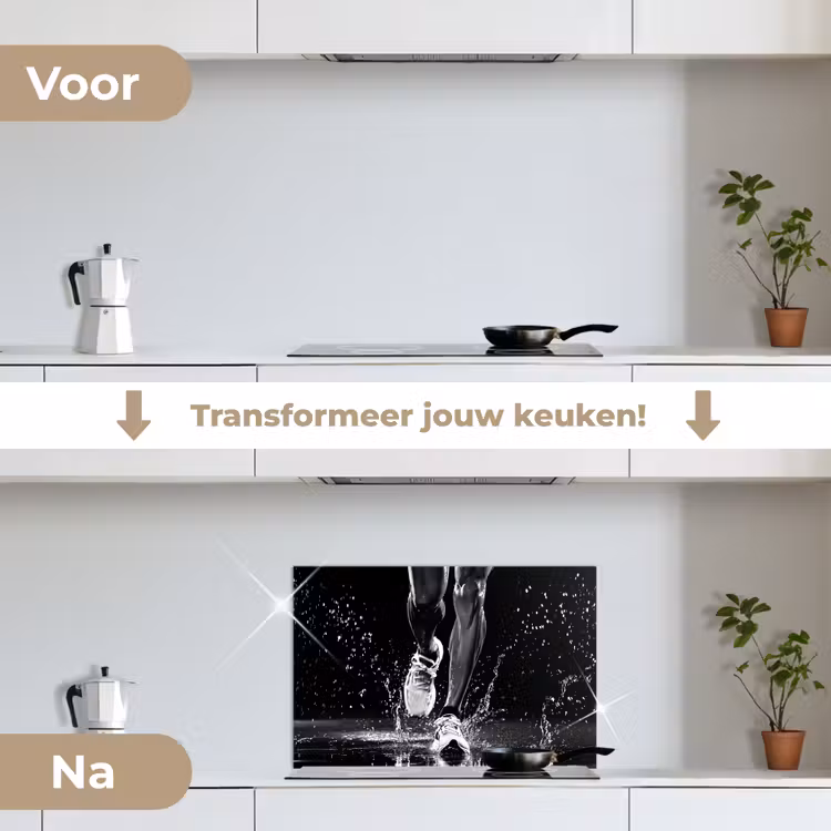 Spatscherm keuken - Hardloopschoenen - Rennen - Druppels - Zwart — 3