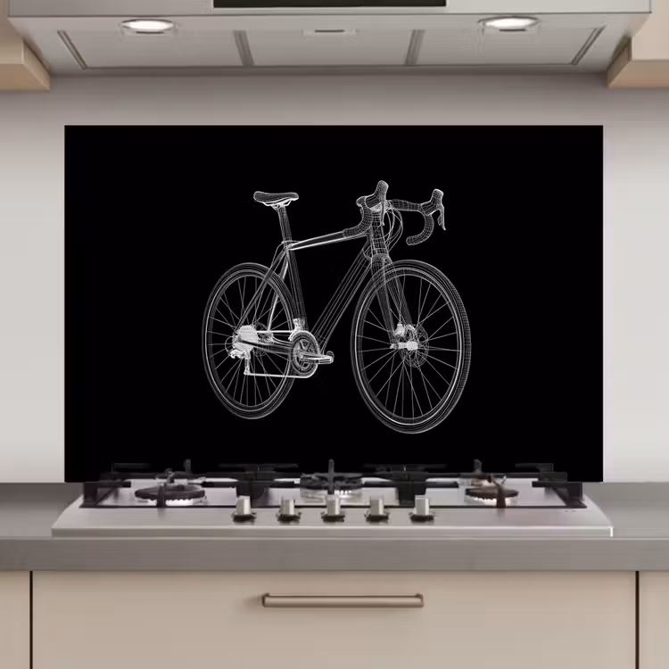 Spatscherm keuken - Lijnen - Illustratie - Wit — 1