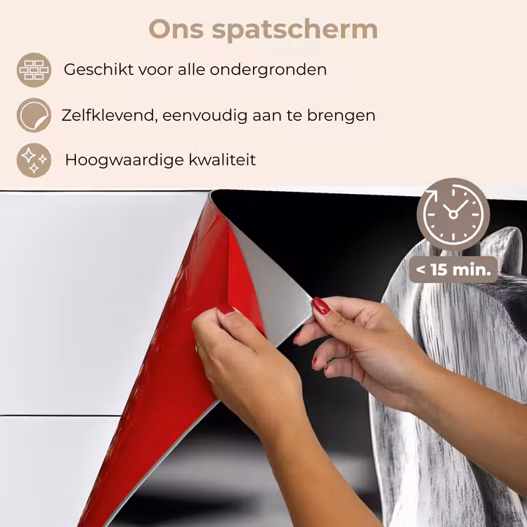 Spatscherm keuken - Paard - Hout - Schaalbord - Zwart — 4