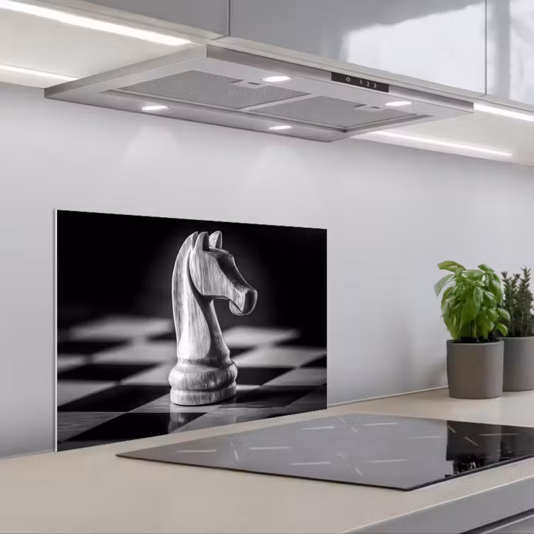 Spatscherm keuken - Paard - Hout - Schaalbord - Zwart — 5