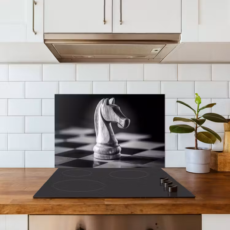 Spatscherm keuken - Paard - Hout - Schaalbord - Zwart — 6