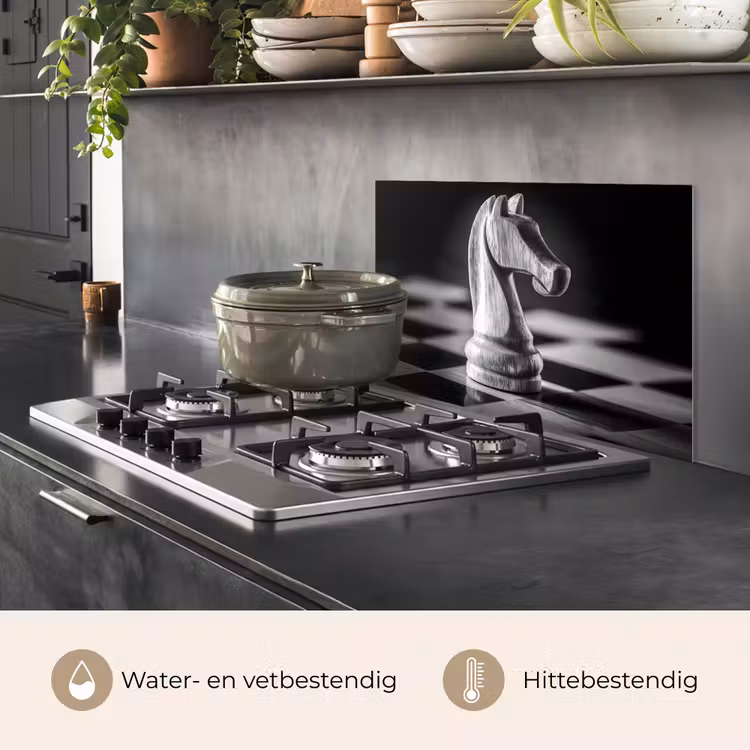 Spatscherm keuken - Paard - Hout - Schaalbord - Zwart — 7