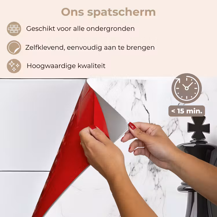 Spatscherm keuken - Schaakstuk - Koning - Zwart - Marmer — 4