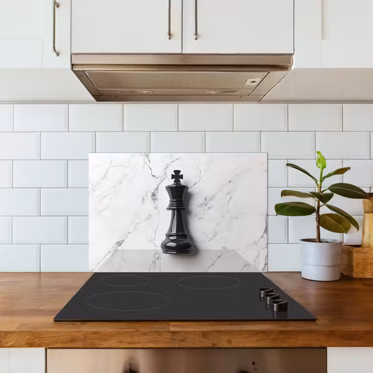 Spatscherm keuken - Schaakstuk - Koning - Zwart - Marmer — 6