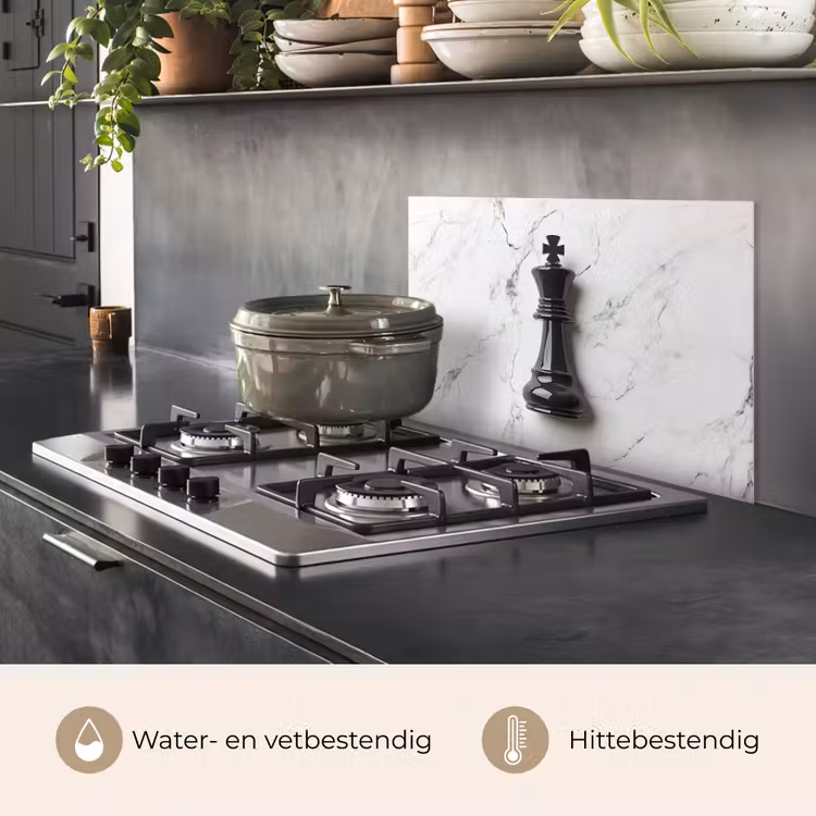 Spatscherm keuken - Schaakstuk - Koning - Zwart - Marmer — 7