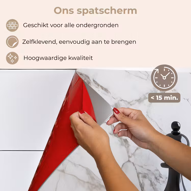 Spatscherm keuken - Schaakstuk - Loper - Zwart - Marmer — 4