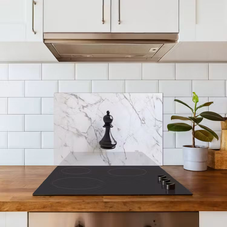 Spatscherm keuken - Schaakstuk - Loper - Zwart - Marmer — 6