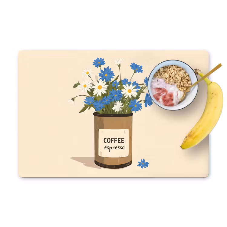 Placemat - 6 stuks - Coffee - Blik - Minimalistisch - Bloemen — 1