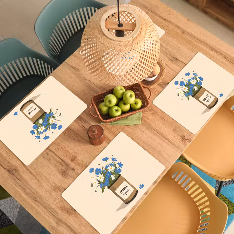 Placemat - 6 stuks - Coffee - Blik - Minimalistisch - Bloemen — 6