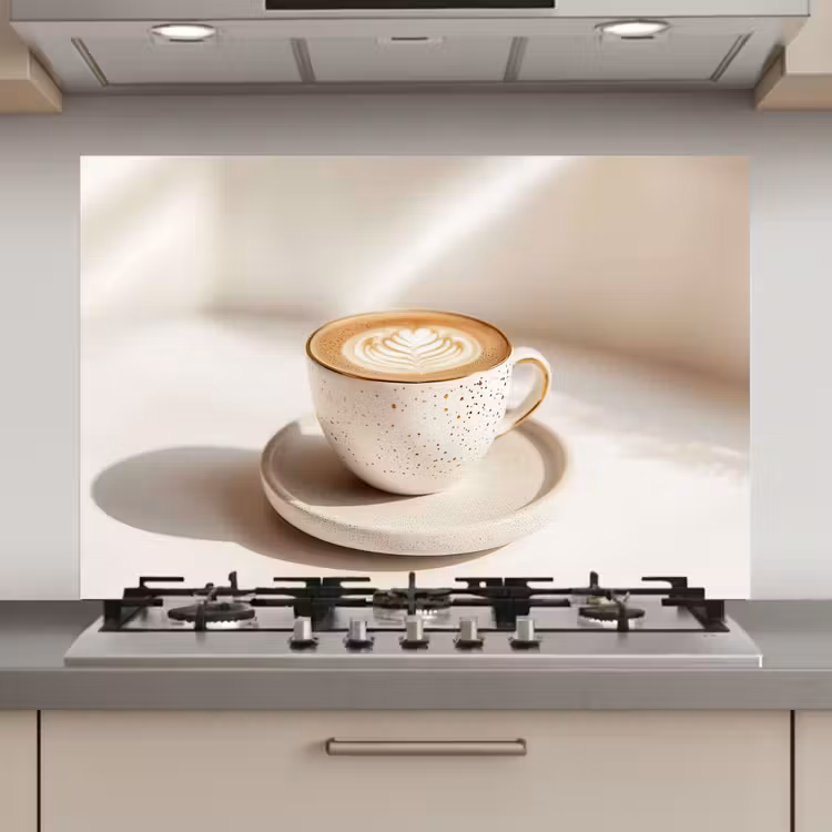 Spatscherm keuken - Cappuccino - Schuim - Schotel - Beige — 1
