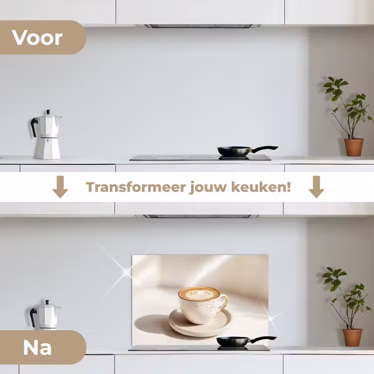 Spatscherm keuken - Cappuccino - Schuim - Schotel - Beige — 3