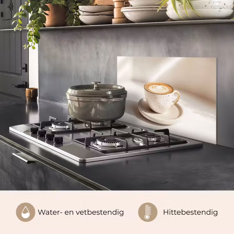 Spatscherm keuken - Cappuccino - Schuim - Schotel - Beige — 7