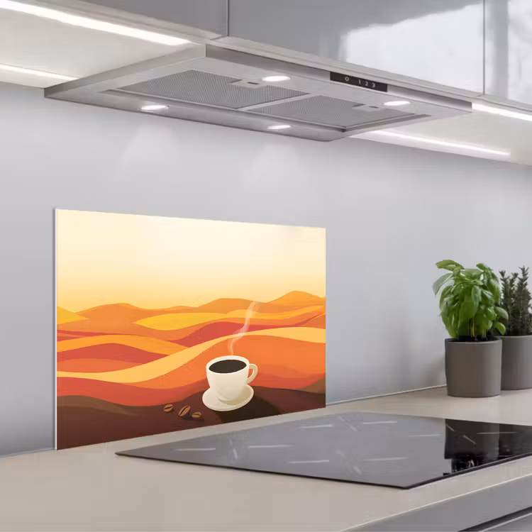 Spatscherm keuken - Koffie - Landschap - Oranje - Koffiebonen — 5