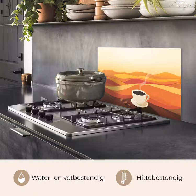 Spatscherm keuken - Koffie - Landschap - Oranje - Koffiebonen — 7