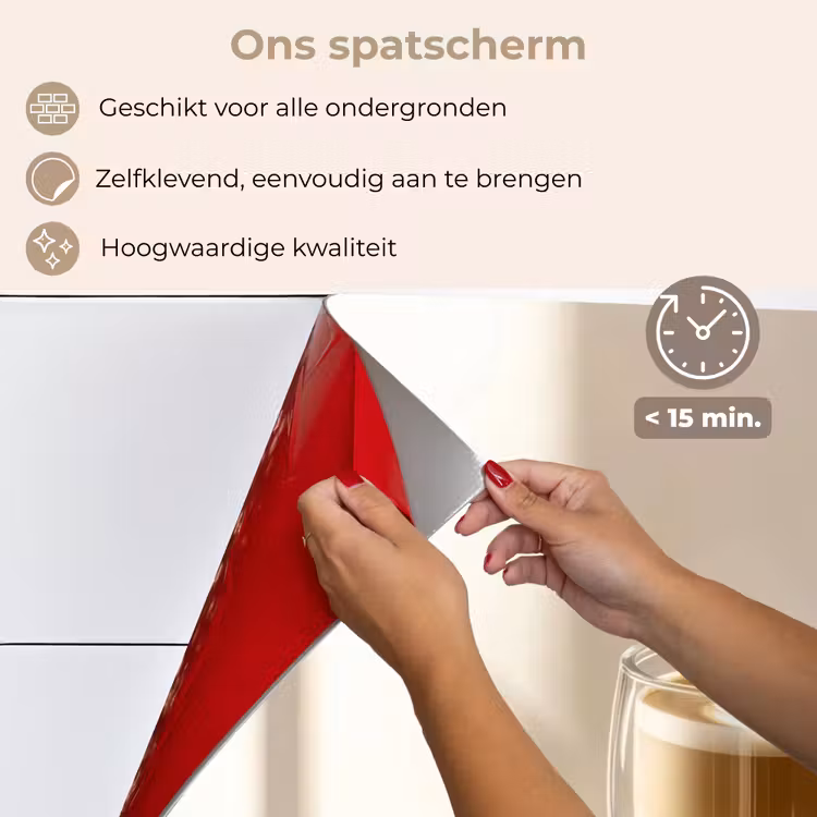 Spatscherm keuken - Mok - Latte - Minimalistisch - Schaduw — 4