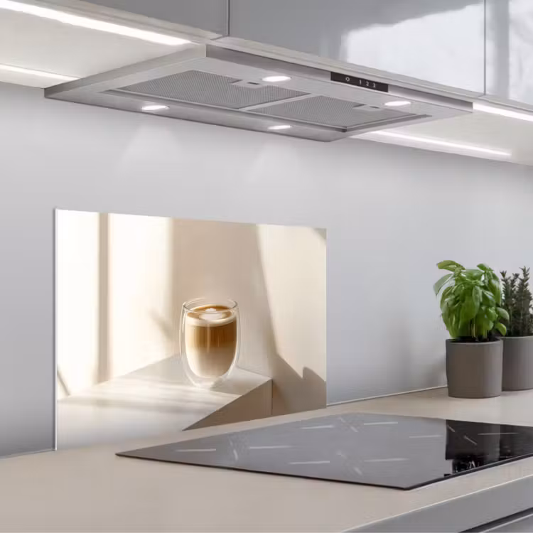 Spatscherm keuken - Mok - Latte - Minimalistisch - Schaduw — 5