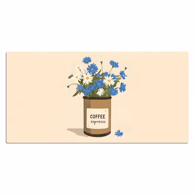 Bureau onderlegger - Coffee - Blik - Minimalistisch - Bloemen — 1