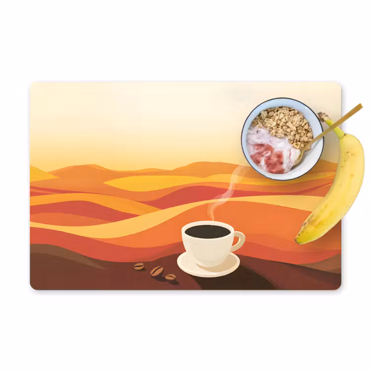 Placemat - 6 stuks - Koffie - Landschap - Oranje - Koffiebonen — 1