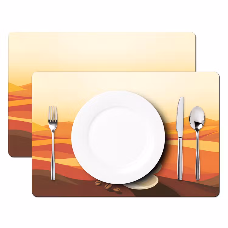 Placemat - 6 stuks - Koffie - Landschap - Oranje - Koffiebonen — 2