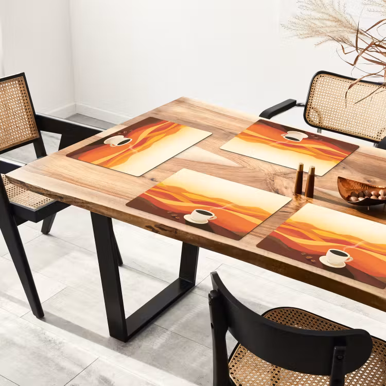 Placemat - 6 stuks - Koffie - Landschap - Oranje - Koffiebonen — 5