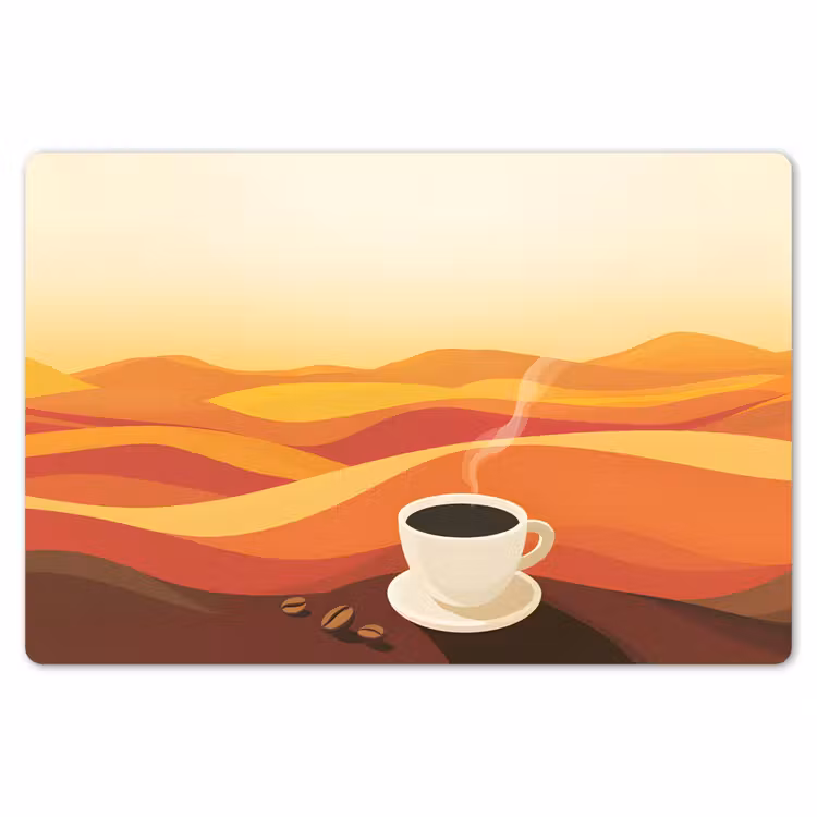 Placemat - 6 stuks - Koffie - Landschap - Oranje - Koffiebonen — 7