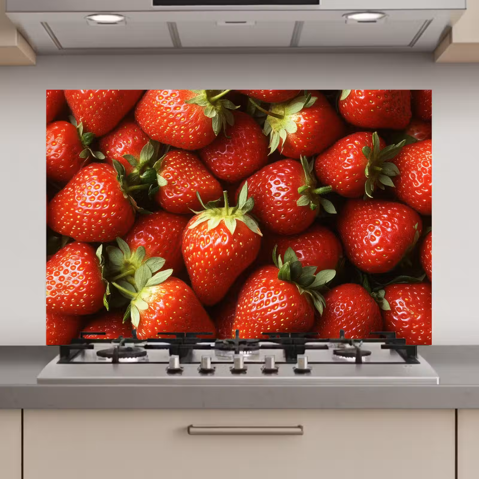 Spatscherm keuken - Aardbei - Fruit - Rood — 1