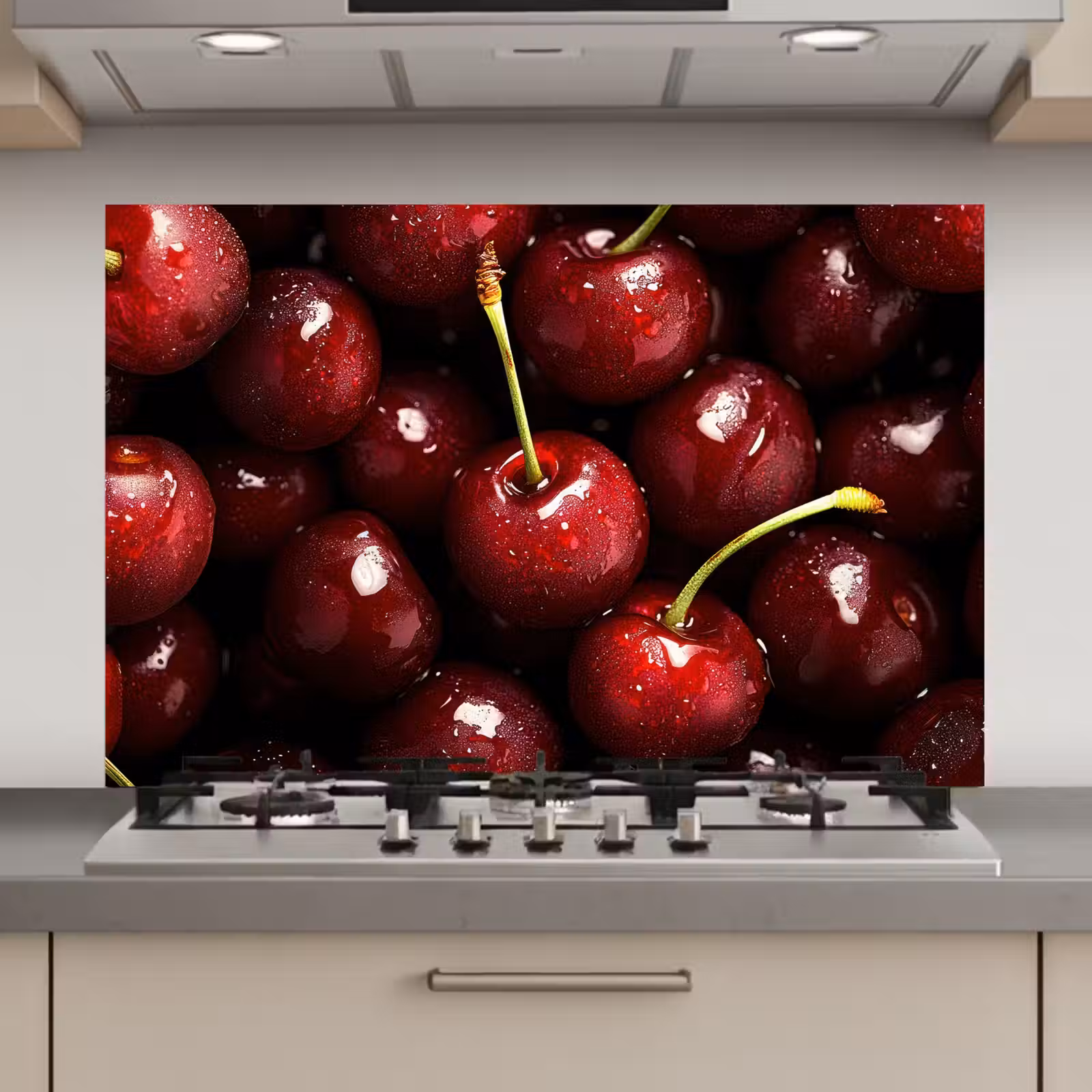 Spatscherm keuken - Rood - Fruit - Kersen — 1